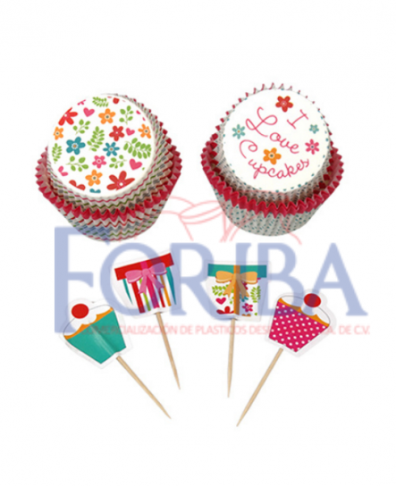 Kit Decorativo "I LOVE CUPCAKES" 