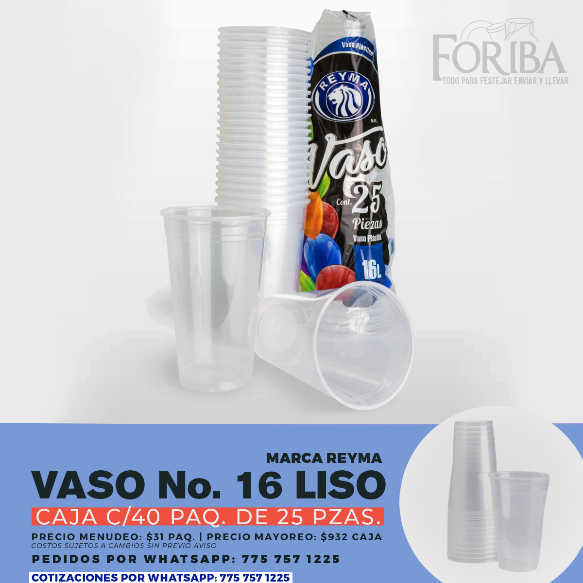 VASO NÚMERO 16 LISO REYMA