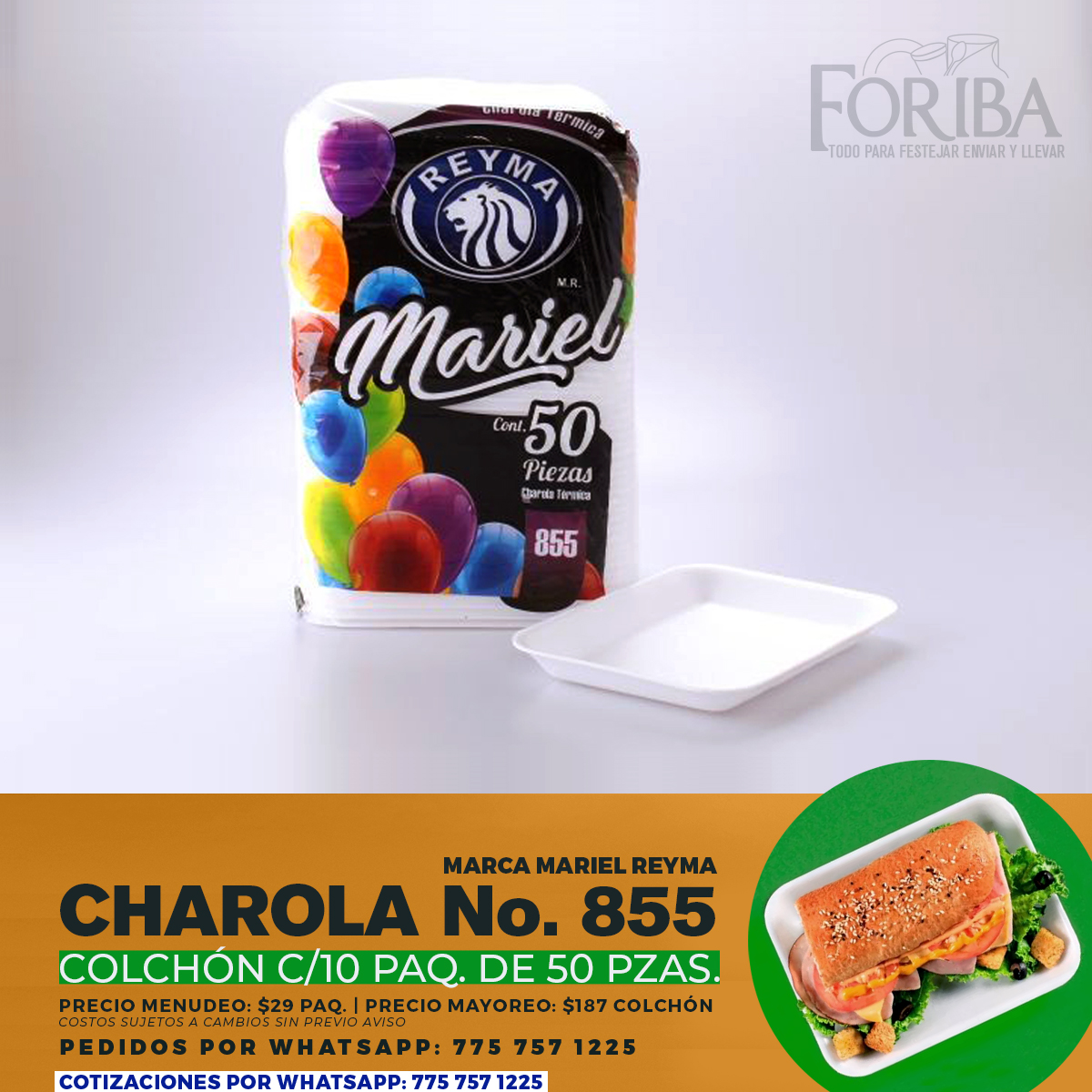 CHAROLA N° 855 MARIEL REYMA