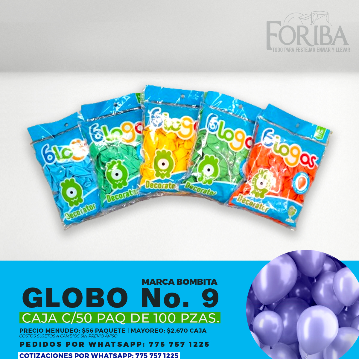 GLOBO N° 9 LILA MARCA BOMBITA