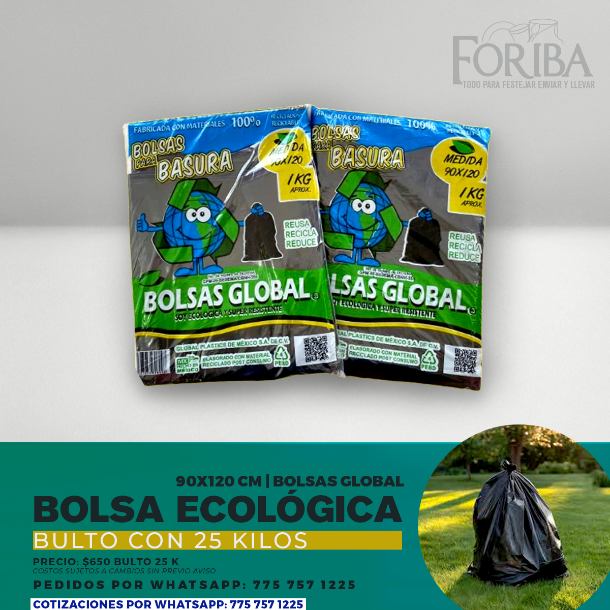 BOLSA ECOLÓGICA PARA BASURA 90X120 CM