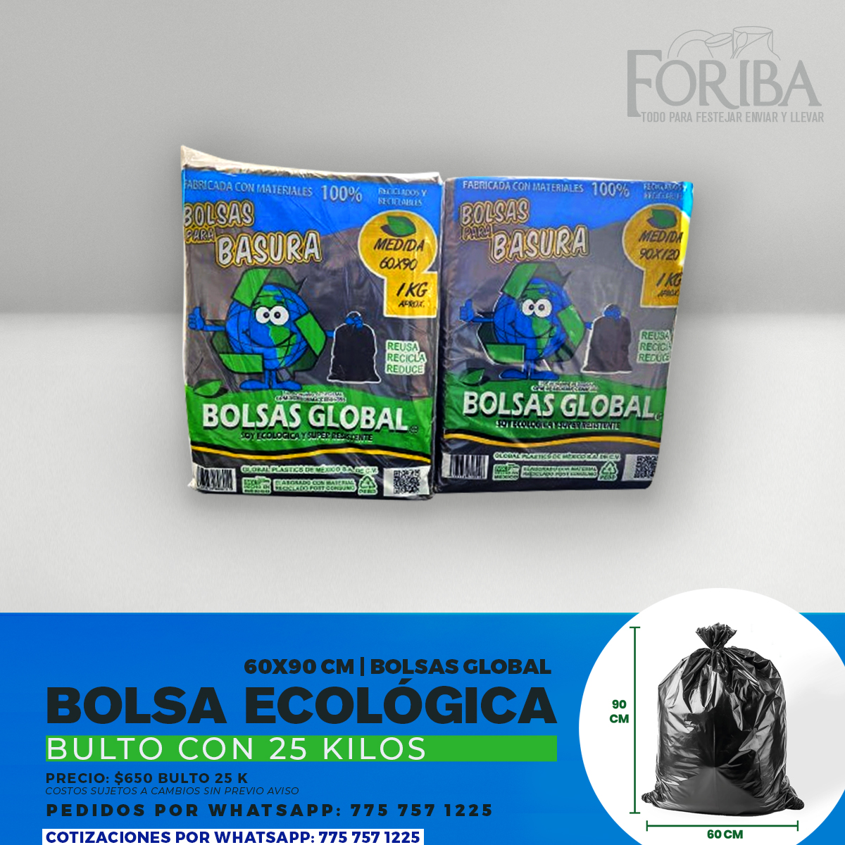 BOLSA ECOLÓGICA PARA BASURA 60X90 CM