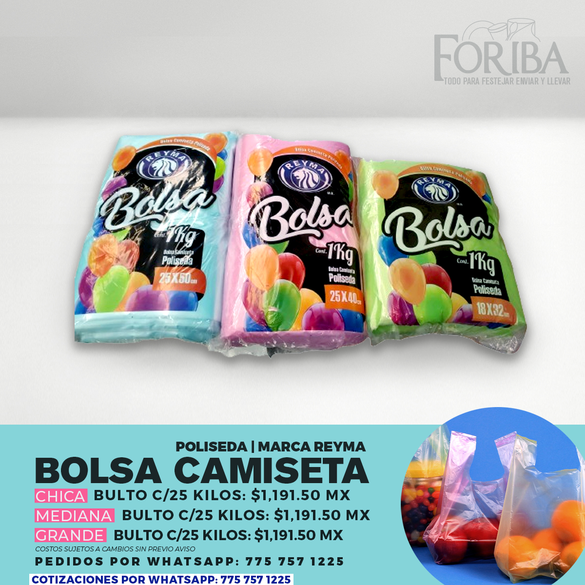 BOLSA CAMISETA POLISEDA REYMA | CHICA, MEDIANA Y GRANDE.