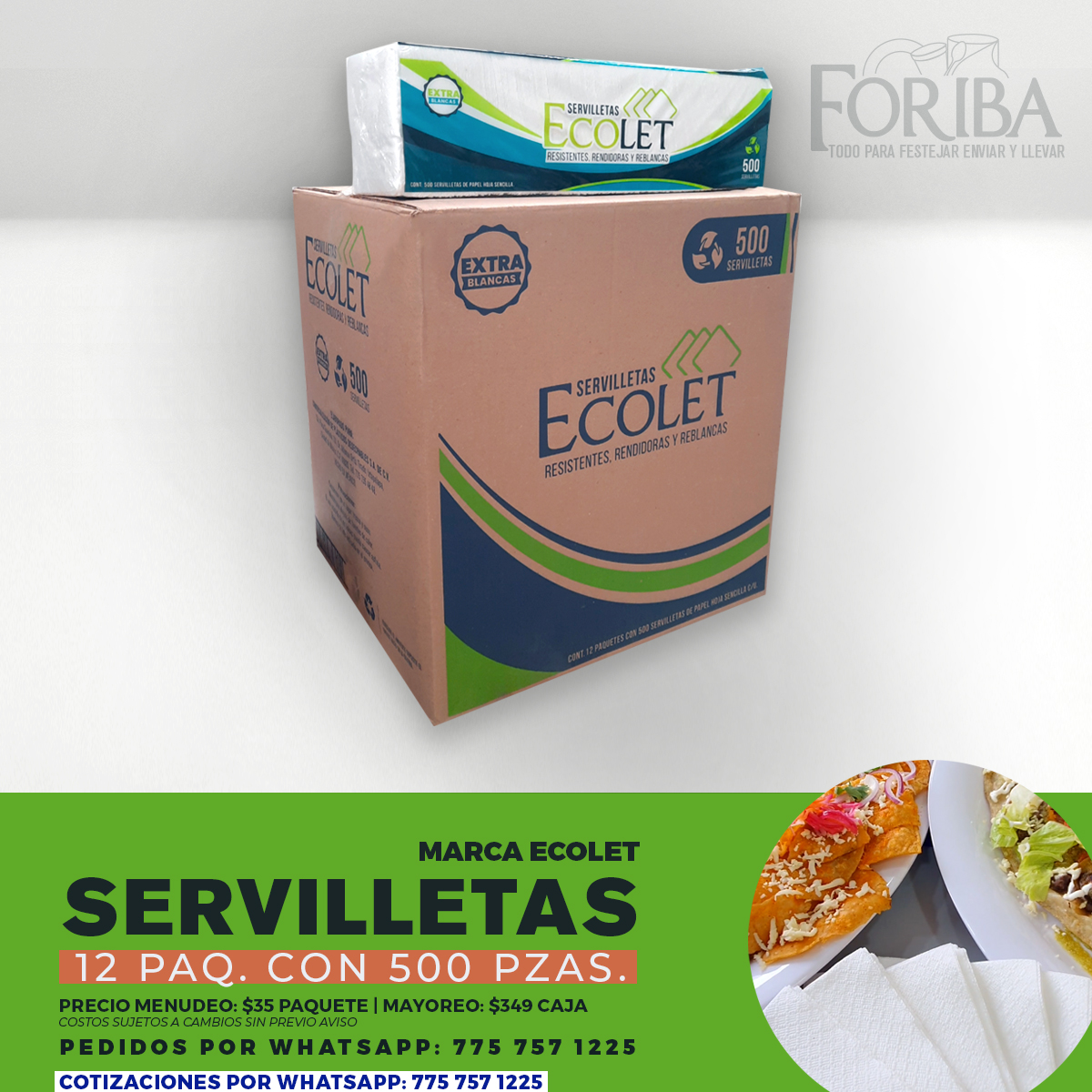 SERVILLETAS 500 PZAS. ECOLET 