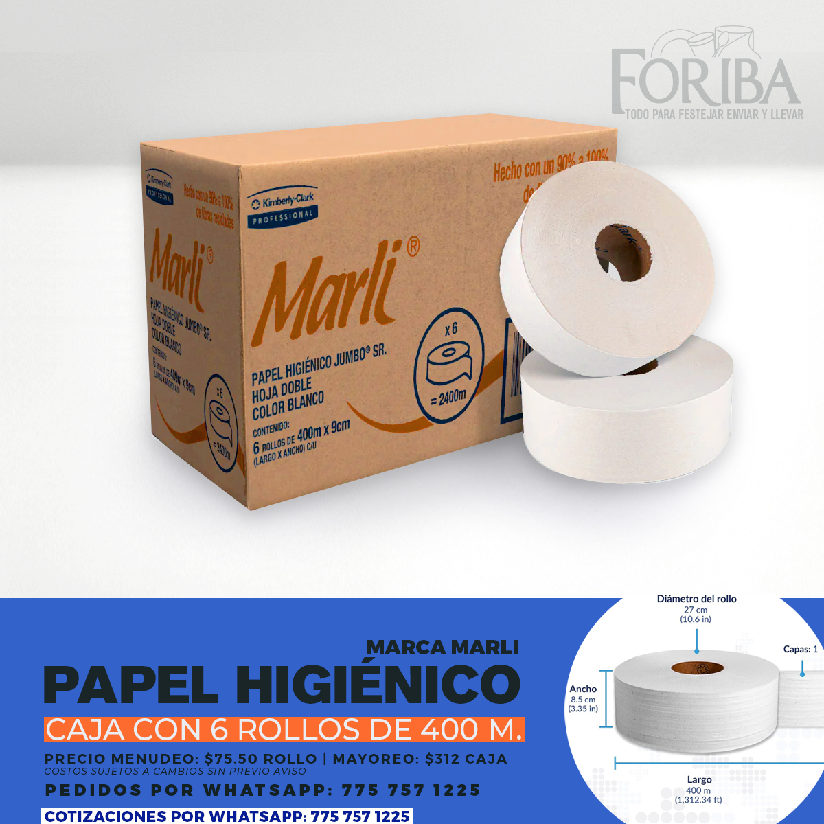 PAPEL HIGIÉNICO 400 M. MARLI KIMBERLY-CLARK