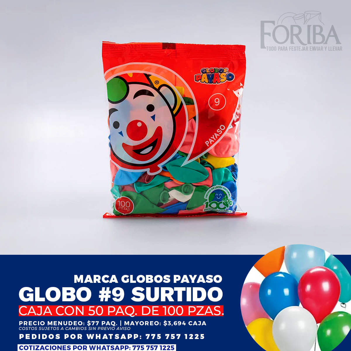 GLOBO LÁTEX N° 9 SURTIDO PAYASO